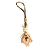 Forest Style Cotton Linen Fabric Rabbit Doll Bag Charm Keychain
