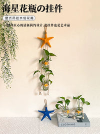 Nordic Style Wall-Mounted Planter Vase with Starfish Decor for Living Room Bedroom