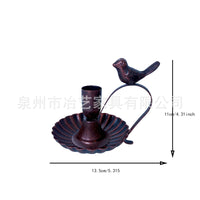 Vintage Bronze Cast Iron Bird Candlestick Holder, Lotus Leaf Design, Home Decor