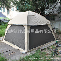 Black Fortress 6-Person Double-Layer Luxury Camping Tent with Sunshade
