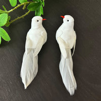 Christmas White Feather Artificial Bird Ornament for Garden & Craft Decor