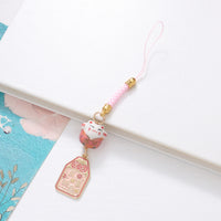 Japanese Lucky Cat Ceramic Keychain Charm for Bags and Car Keys