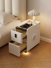 Smart Nightstand, Ultra-Narrow Bedside Table for Small Spaces, Modern Minimalist Solid Wood, No Assembly Required
