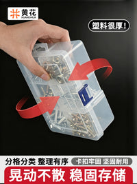 Multi-Grid Transparent Plastic Storage Box for Small Parts, Electronic Components, Screws, and Accessories