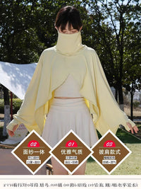 Women's UV Protection Shawl with Hood for Outdoor Cycling and Driving