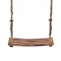 Wooden Curved Board Swing for Kids and Adults, Indoor/Outdoor Patio Hanging Chair