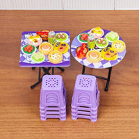 Dollhouse Miniature Foldable Dining Table and Chairs Set for Kids