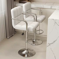 Adjustable Swivel Bar Stool with Backrest, Modern Home Kitchen Counter Height Chair