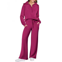 Women's Fashion Casual Tracksuit Set with Zip-Up Hoodie and Wide-Leg Pants