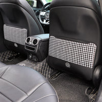 Car Seat Back Protector Kick Mat with Storage Pockets, Universal Anti-Kick Pad for Kids, Houndstooth Leather