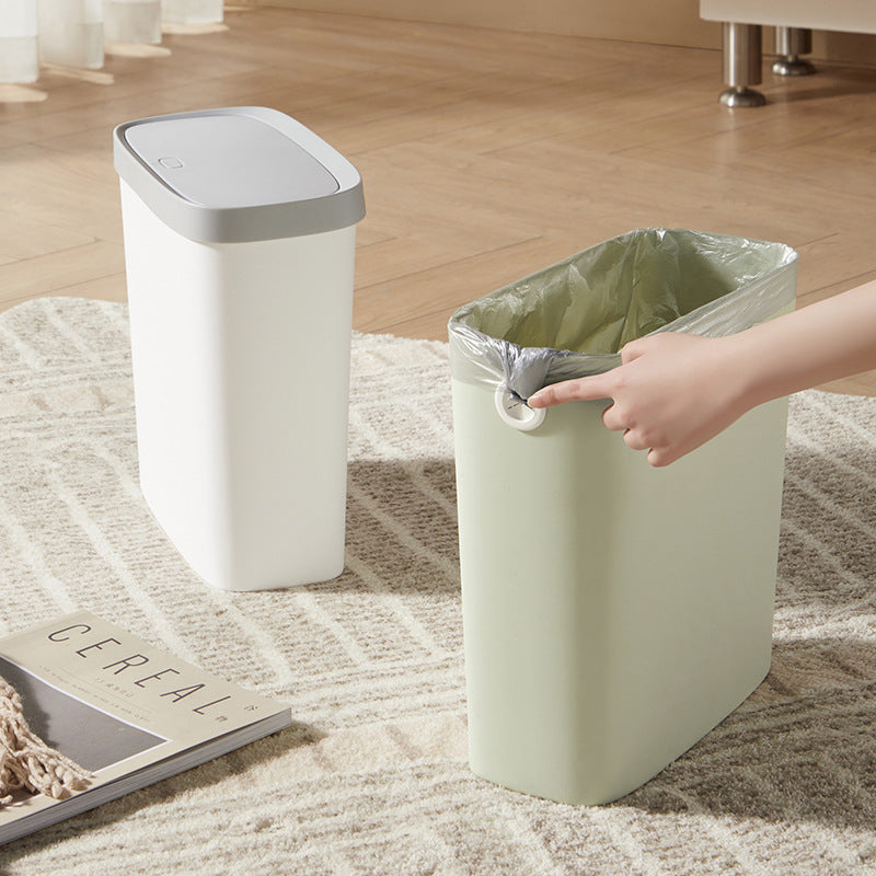 Nordic Slim Trash Can with Lid for Bathroom Kitchen Living Room, Large Capacity Waste Bin