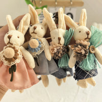 Forest Style Cotton Linen Fabric Rabbit Doll Bag Charm Keychain