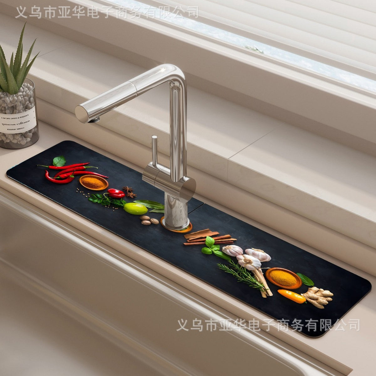 Creative Pattern Home Kitchen Faucet Absorbent Mat Diatomaceous Earth Quick Dry Non-slip Mildew-proof Eco-friendly