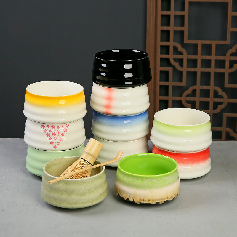 Japanese Style Handmade Retro Ceramic Matcha Bowl with Spout for Tea Ceremony