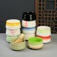 Japanese Style Handmade Retro Ceramic Matcha Bowl with Spout for Tea Ceremony