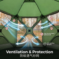 Automatic Hexagonal Pop-Up Tent for Outdoor Camping, Waterproof & Mosquito-Proof, 4-6 Person
