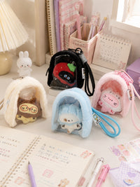 Cute Plush Mini Ita Bag Cartoon Coin Purse with Clear Window Keychain