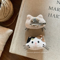 Korean Ins Style Handmade Fabric Cat Girl Brooch Hair Clip Dual-Use Accessory