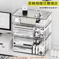 Acrylic Transparent Desktop Storage Box with Lid for Office and Stationery