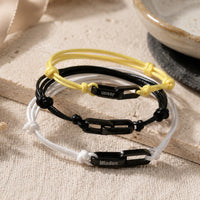 Stainless Steel Engravable Double Buckle Rope Bracelet for Couples