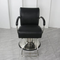 Professional Hydraulic Reclining Barber Chair for Salon, Swivel Hair Styling Chair with Stainless Steel Base