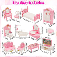 22-Piece 1:12 Scale Dollhouse Miniature Furniture Set for Bedroom, Living Room, Bathroom