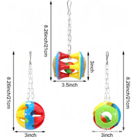 Bird Parrot Chewing Toy with Bell Ball Foot Claw Toy Stand Perch for Small to Medium Birds