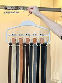 Multi-functional Belt Scarf Tie Hanger with Hooks for Closet Organization, Space-Saving Wardrobe Storage Rack