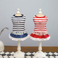 Pet Dog Summer Dress with Leash Ring for Small Dogs - Teddy, Bichon, Chihuahua