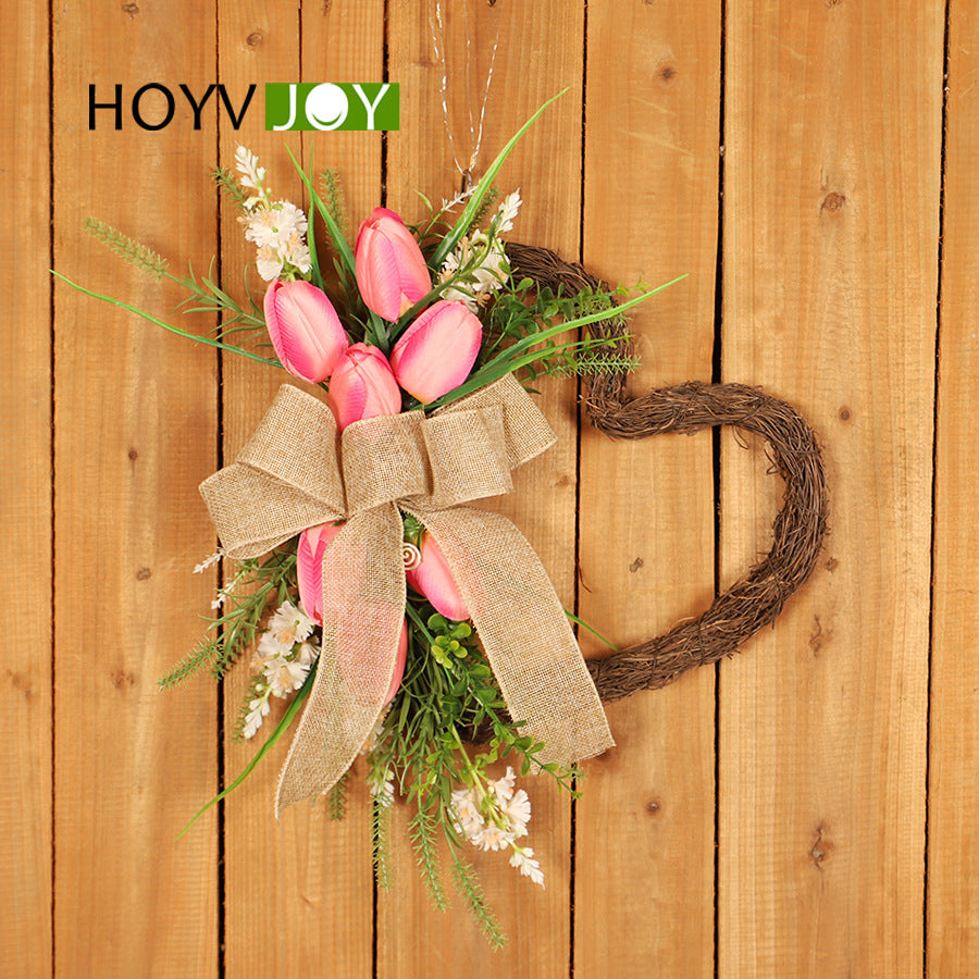 Artificial Tulip Heart Wreath for Weddings & Home Decor