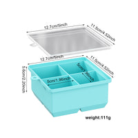 Whiskey Large Ice Cube Mold with Lid, Bubble-Free Square Ice Maker and Storage Box, Easy Release
