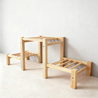 Wall-Mounted Wooden Flower Pot Holder Shelf for Balcony Indoor Plants, No-Drill Installation