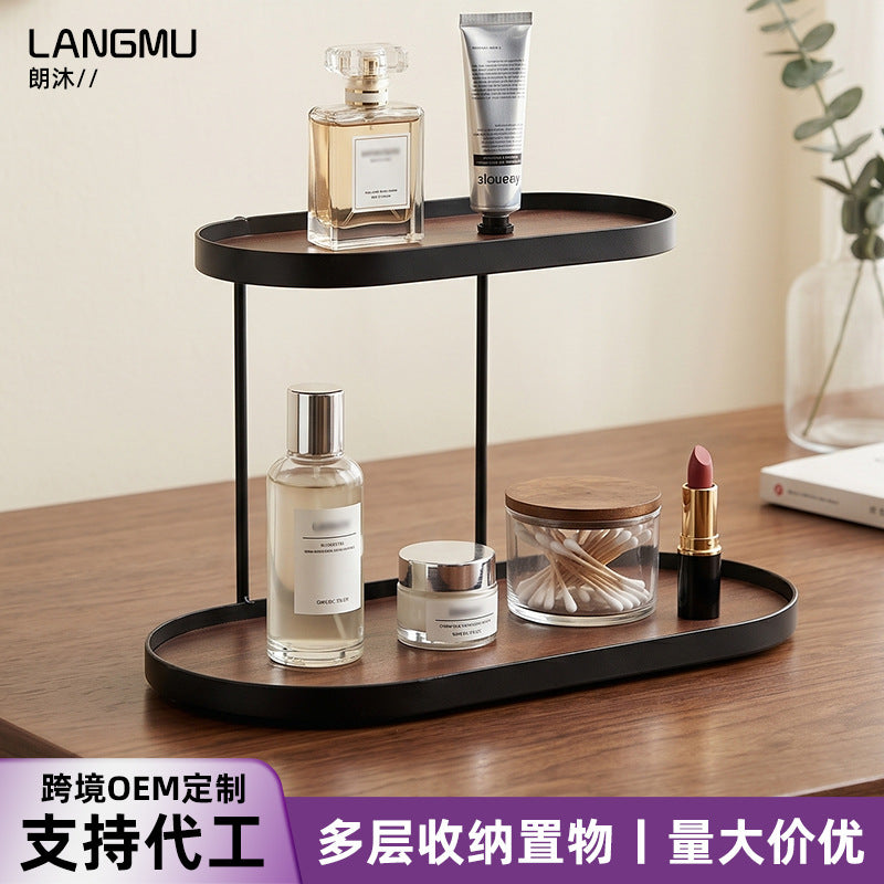 2-Tier Iron Art Cosmetic Storage Rack for Vanity and Bathroom Countertops