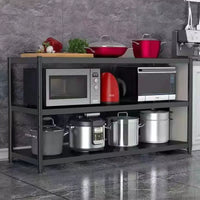 3-Tier Carbon Steel Kitchen Storage Rack for Microwave Oven & Cookware