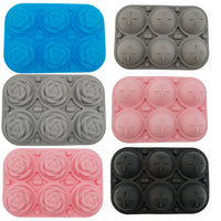 Silicone Ice Cube Tray Mold Food Grade 6-Cavity Rose and Sphere Ice Molds for Whiskey Cocktails