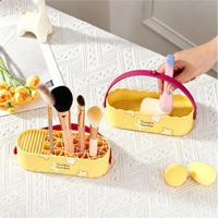 Silicone Makeup Brush Cleaning Mat with Drying Rack and Storage