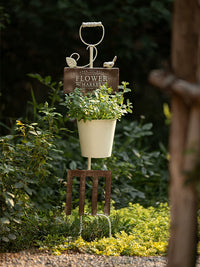 Rustic Iron Bird Planter Garden Yard Decoration