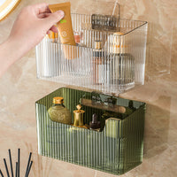 Wall-Mounted Bathroom Mirror Cabinet Organizer with Drainage Holes, No-Drill Installation