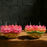 Smokeless Lotus Ghee Lamp for Home and Temple, Long-Lasting Decorative Butter Lamp