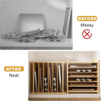 Solid Wood Storage Rack Multi-layer Cabinet Organizer Kitchen Pot Lid Dish Plate Baking Pan Chopping Board Divider Shelf