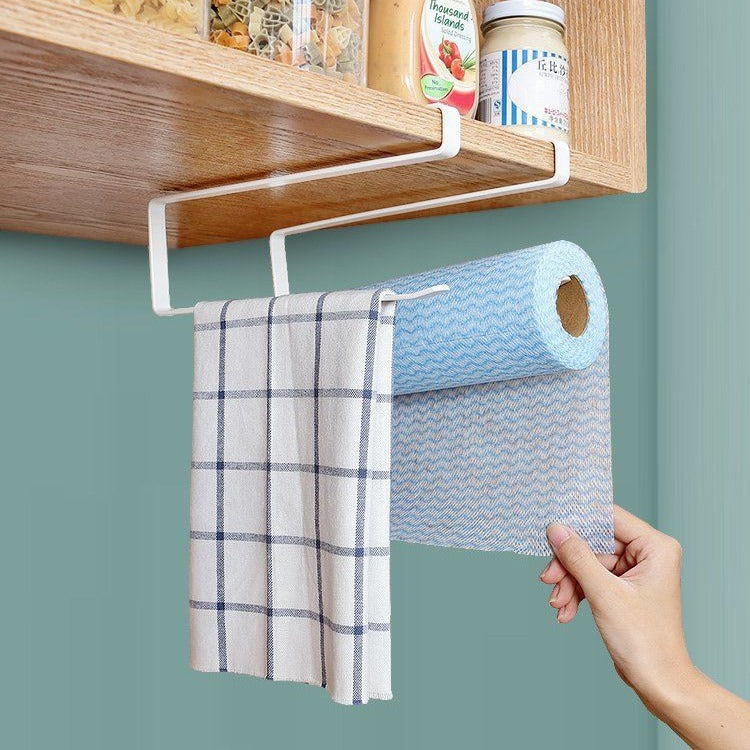 Iron Art Paper Towel Holder Roll Paper Rack Simple Cabinet Hanging Storage Rack Door Cabinet Partition Layer Storage Rack Kitchen Paper Rack