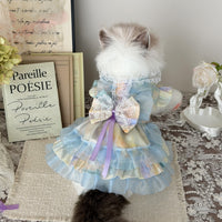 Pet Princess Dress Morandi Ombre Floral Puffy Skirt for Small Dogs and Cats