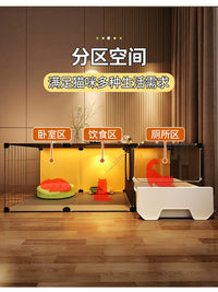 Indoor Cat Cage with Litter Box, Multi-level Cat Condo for Small Cats
