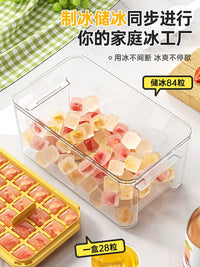 Ice Cube Tray with Lid and Storage Bin, Food-Grade Self-Made Ice Maker for Refrigerator, Press-Type Ice Cube Mold
