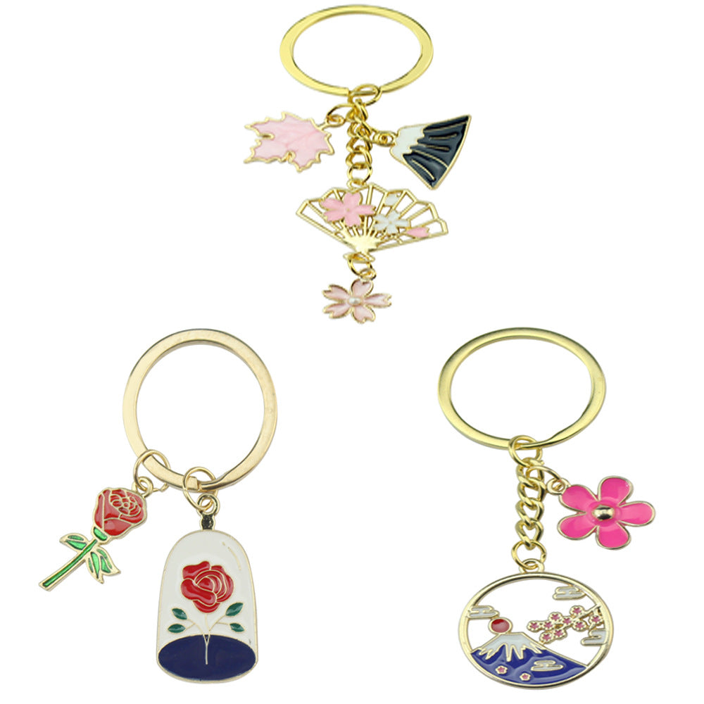 Studio Ghibli Faceless Man Cherry Blossom Mount Fuji Keychain Cartoon Pendant