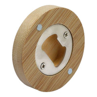 Magnetic Bamboo Wood Round Bottle Opener for Refrigerator