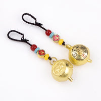 Brass Pixiu Gourd Five-Emperor Coin Keychain with Zodiac Animal Charms