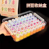 Perler Bead Storage Box Set with 54-Color Particle Dispensing Bottles, Large Capacity Transparent Organizer for Craft Tools