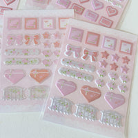 Korean Style Pink 3D Bubble Stickers for Scrapbooking and Decoration