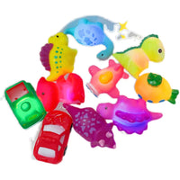 Light-Up Bath Toys for Kids, Floating Dinosaur and Vehicle Set with Induction and Fishing Net